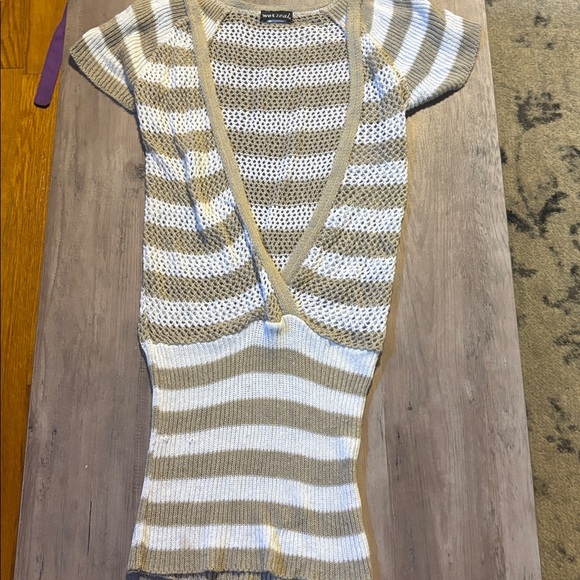 Striped Short Sleeve Knit Dress - Picture 1 of 3